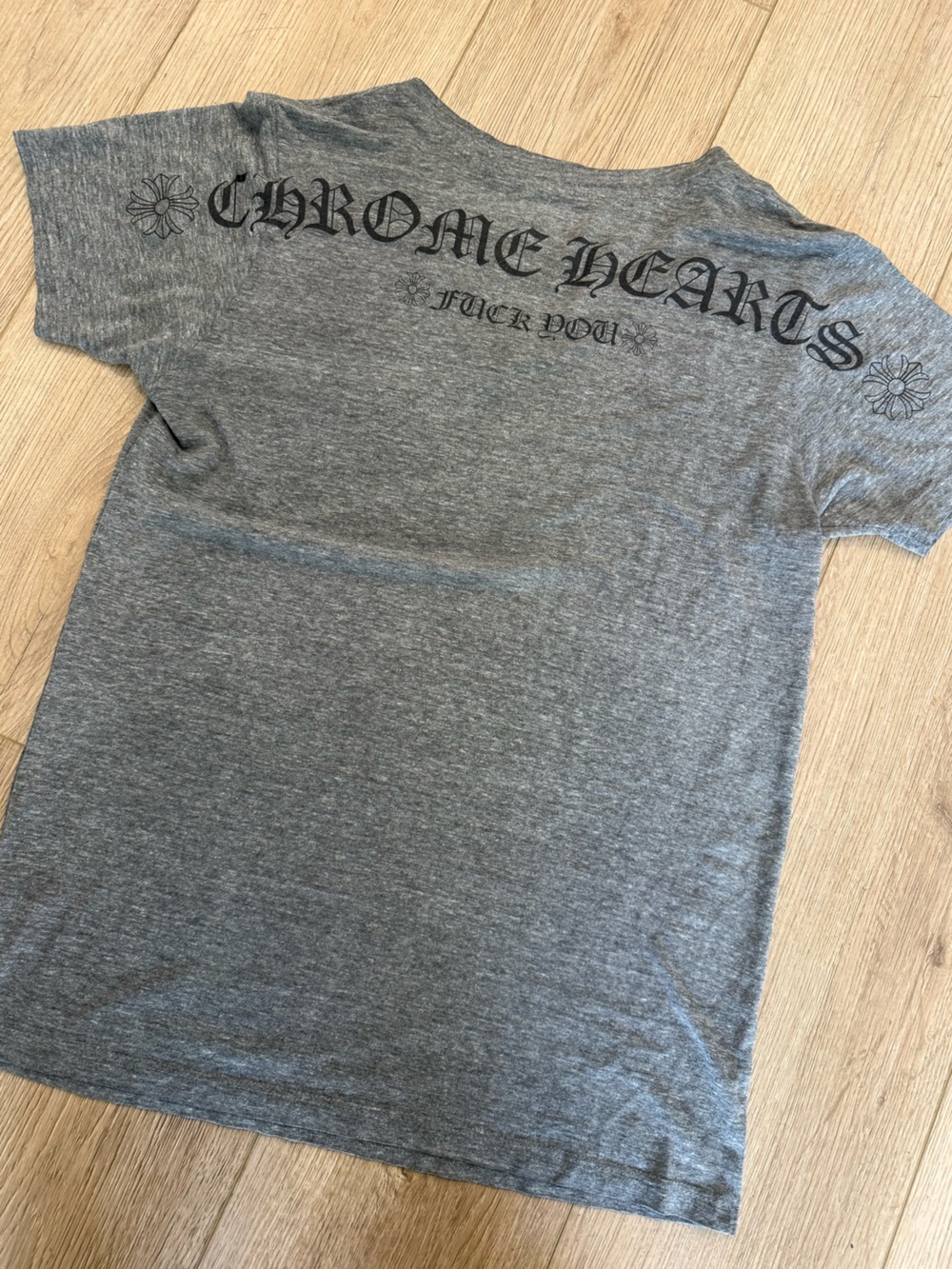 Chrome Hearts Women's Heather Gray V-Neck Short Sleeve Tee